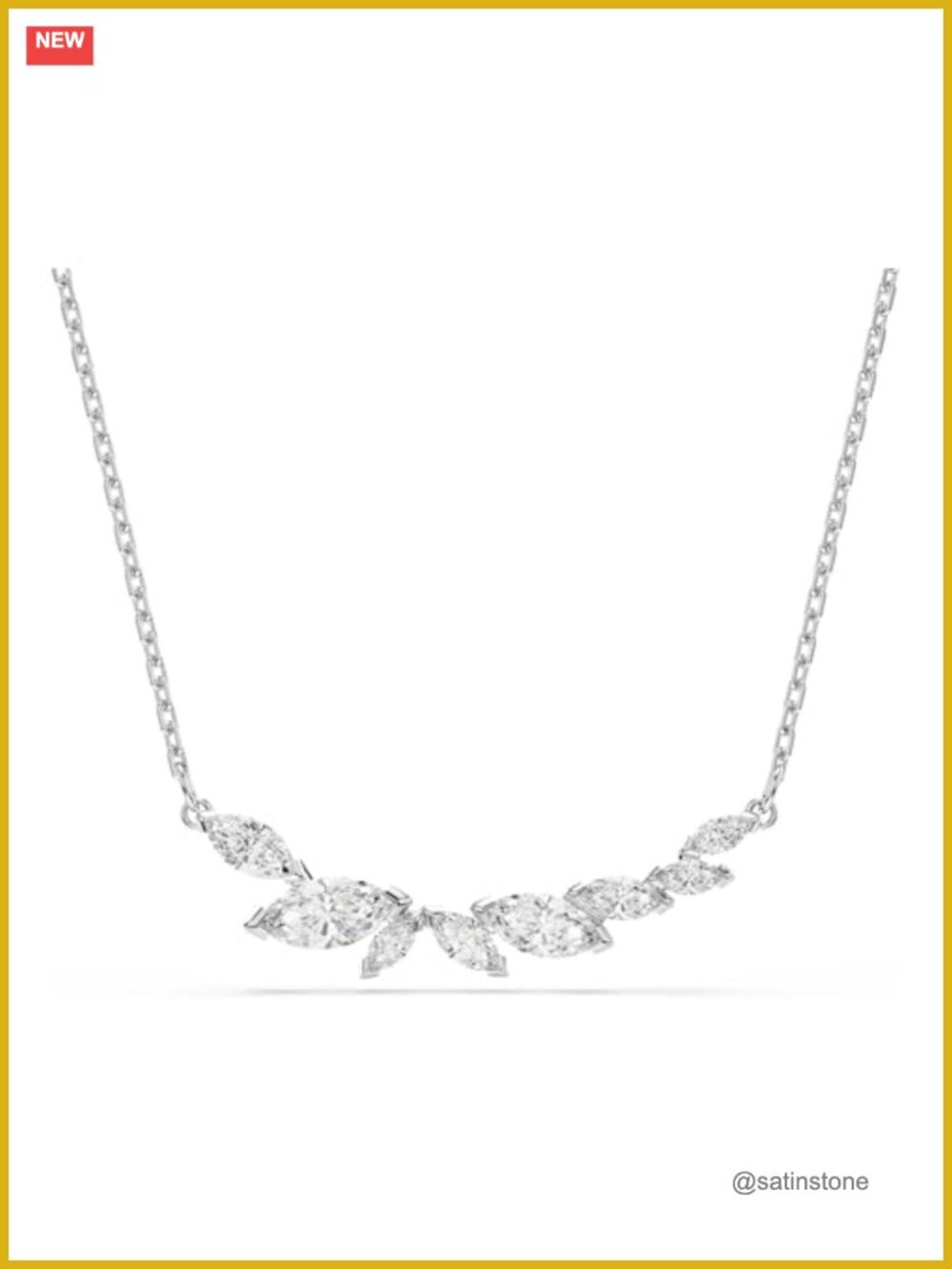 Rhodium Plated Mesmera Necklace with Swarovski Zirconia Adjustable Pendant